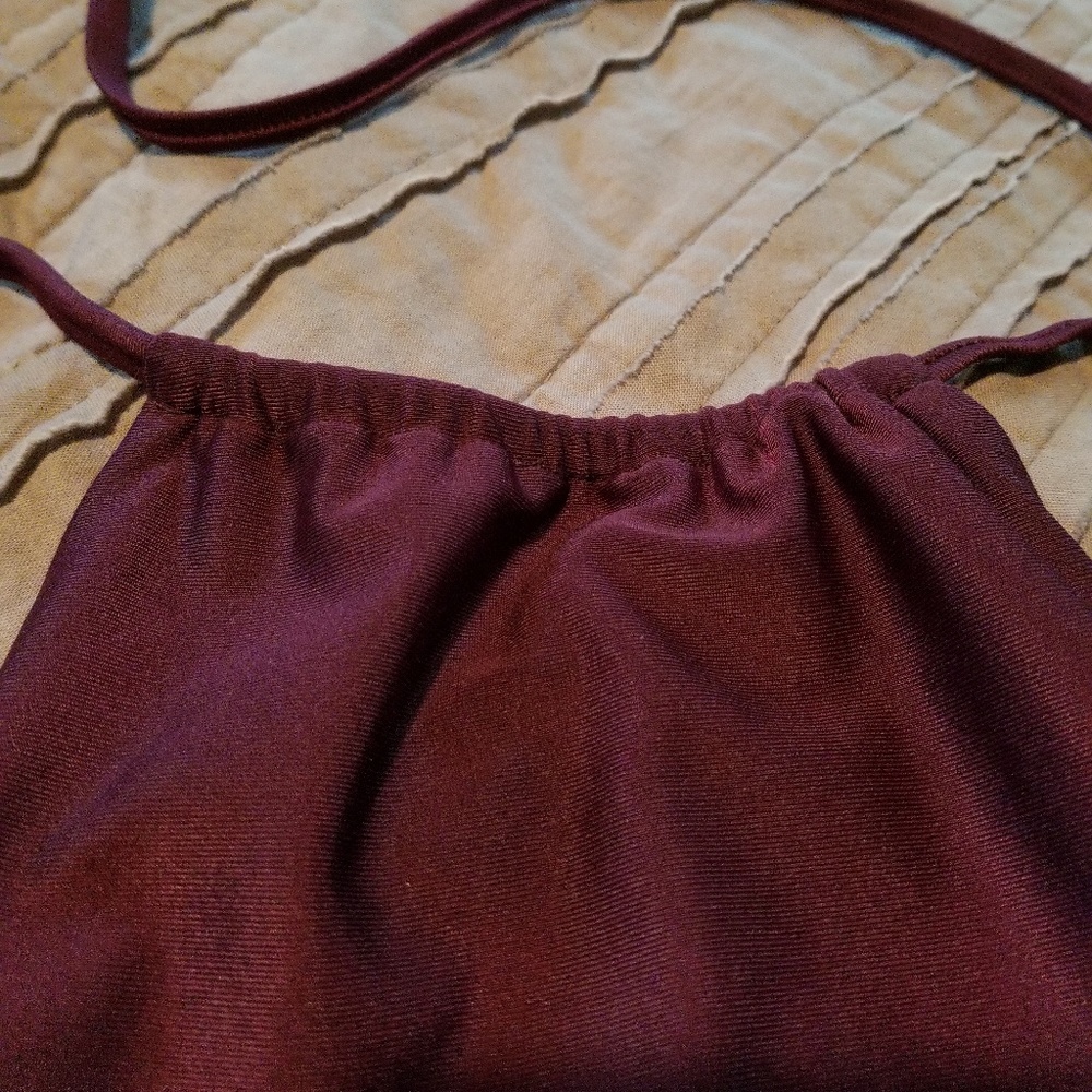 ASOS burgundy halter swim suit - Picture 3 of 5